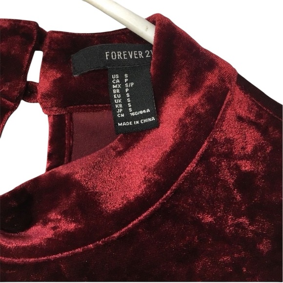 FOREVER 21 CRUSHED VELVET MOCK NECK DRESS CLASSIC GLAMOUR ROMANTIC SMALL - Picture 2 of 11